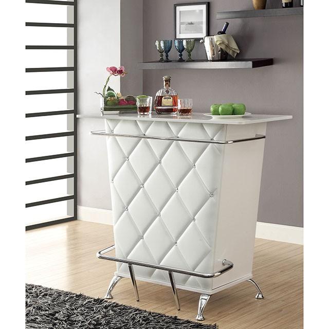 Fuero White/Chrome Bar Table (K/D) - My Sweet Home Furniture (Queens, NY)