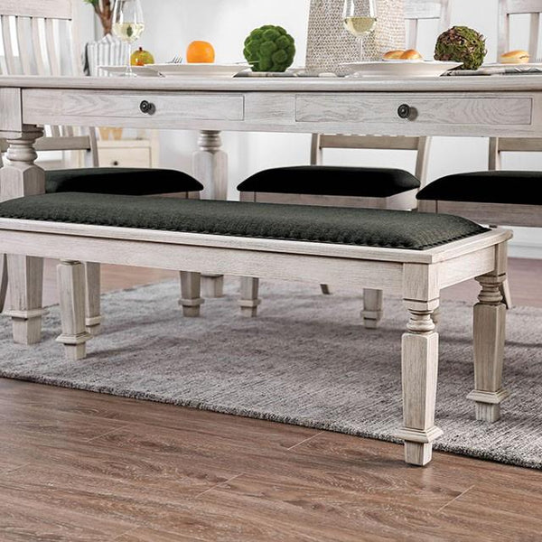 Georgia Antique White/Gray Bench - My Sweet Home Furniture (Queens, NY)