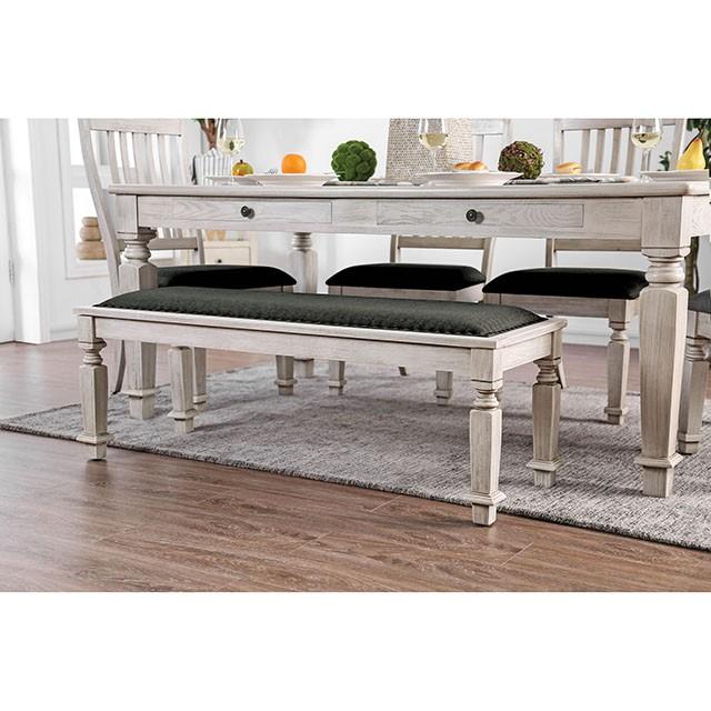 Georgia Antique White/Gray Bench - My Sweet Home Furniture (Queens, NY)