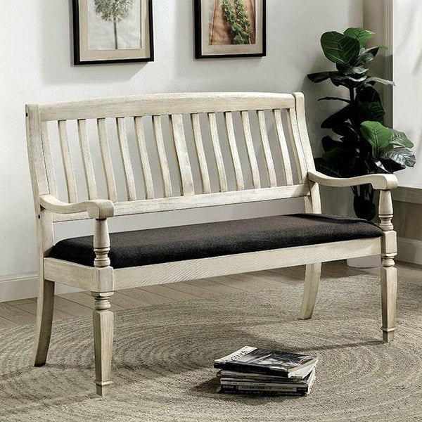 Georgia Antique White/Gray Love Seat Bench - My Sweet Home Furniture (Queens, NY)