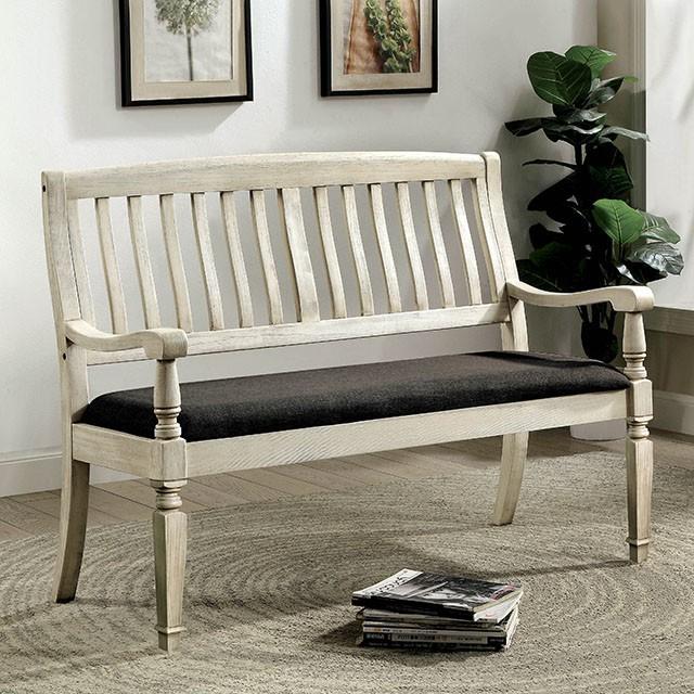 Georgia Antique White/Gray Love Seat Bench - My Sweet Home Furniture (Queens, NY)