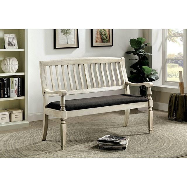 Georgia Antique White/Gray Love Seat Bench - My Sweet Home Furniture (Queens, NY)