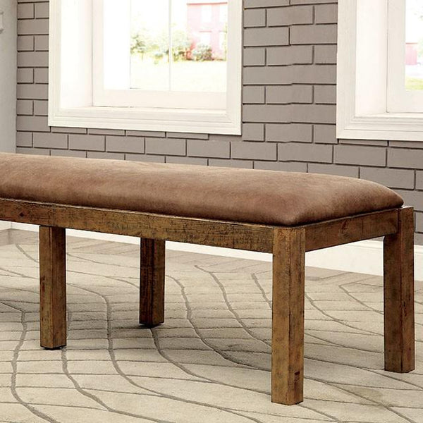 GIANNA Rustic Pine Fabric Bench - My Sweet Home Furniture (Queens, NY)