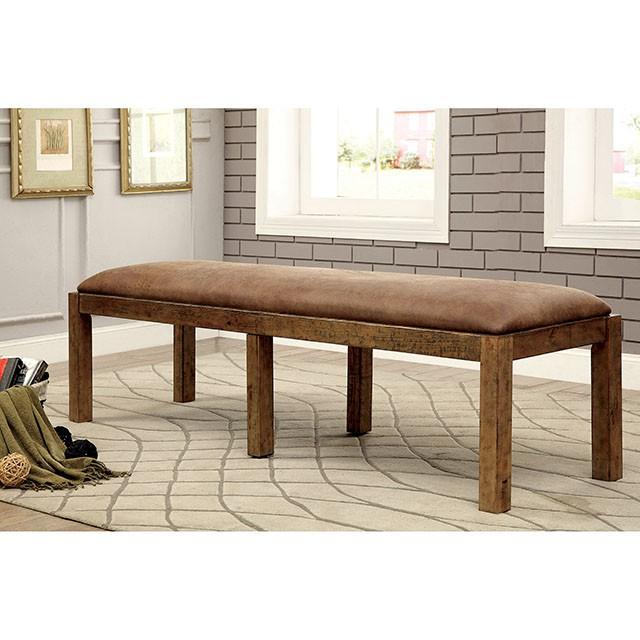 GIANNA Rustic Pine Fabric Bench - My Sweet Home Furniture (Queens, NY)