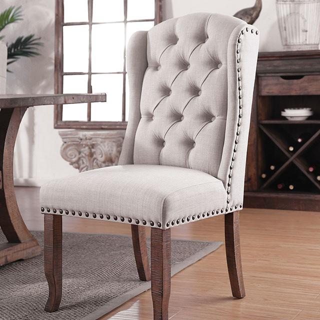 Gianna Rustic Pine/Ivory Wingback Chair (2/CTN) - My Sweet Home Furniture (Queens, NY)