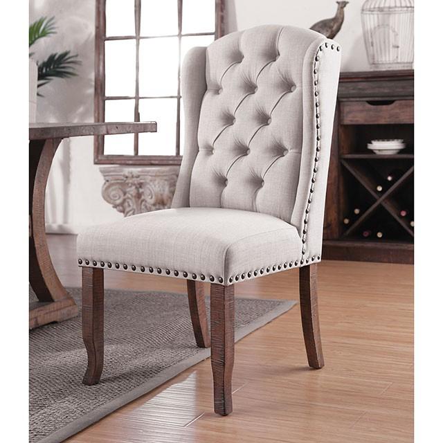 Gianna Rustic Pine/Ivory Wingback Chair (2/CTN) - My Sweet Home Furniture (Queens, NY)