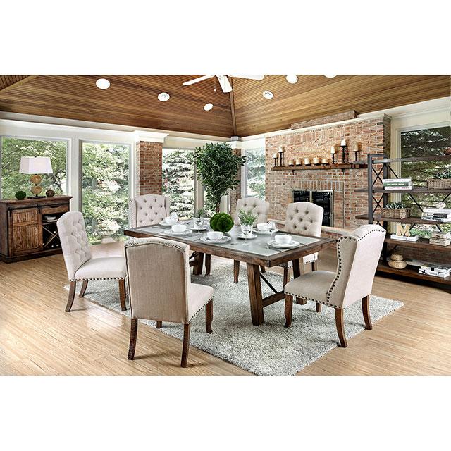Gianna Rustic Pine/Ivory Wingback Chair (2/CTN) - My Sweet Home Furniture (Queens, NY)
