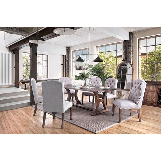 Gianna Rustic Pine/Ivory Wingback Chair (2/CTN) - My Sweet Home Furniture (Queens, NY)