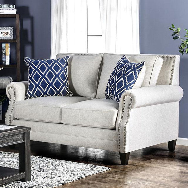 Giovanni Beige/Blue Love Seat - My Sweet Home Furniture (Queens, NY)
