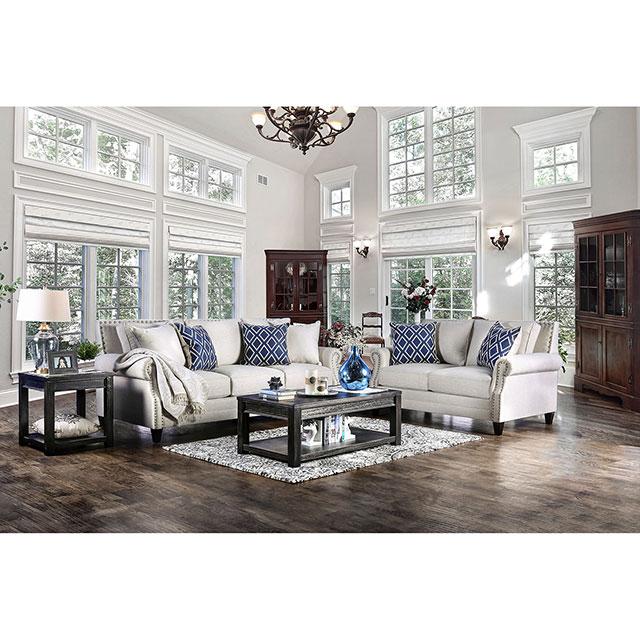 Giovanni Beige/Blue Love Seat - My Sweet Home Furniture (Queens, NY)