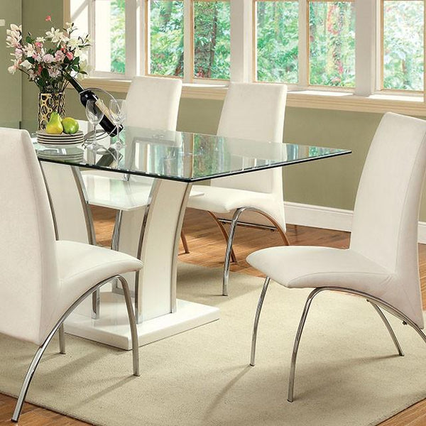 Glenview White/Chrome Dining Table - My Sweet Home Furniture (Queens, NY)
