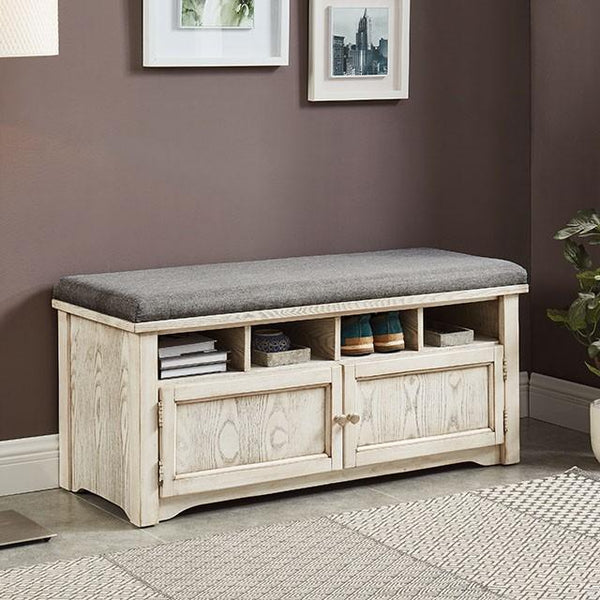 Gwebdolyn Weather White Shoe Bench - My Sweet Home Furniture (Queens, NY)