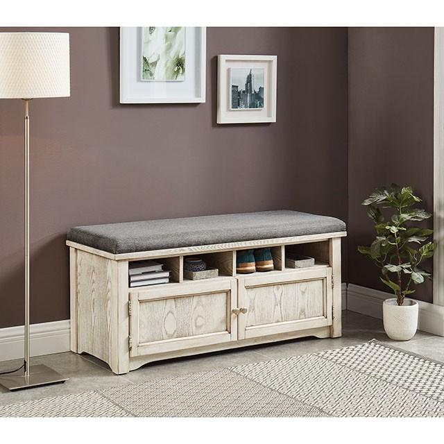 Gwebdolyn Weather White Shoe Bench - My Sweet Home Furniture (Queens, NY)