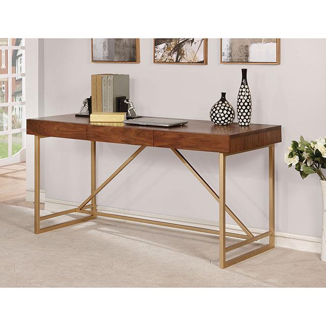 Halstein Light Walnut/Gold Desk - My Sweet Home Furniture (Queens, NY)