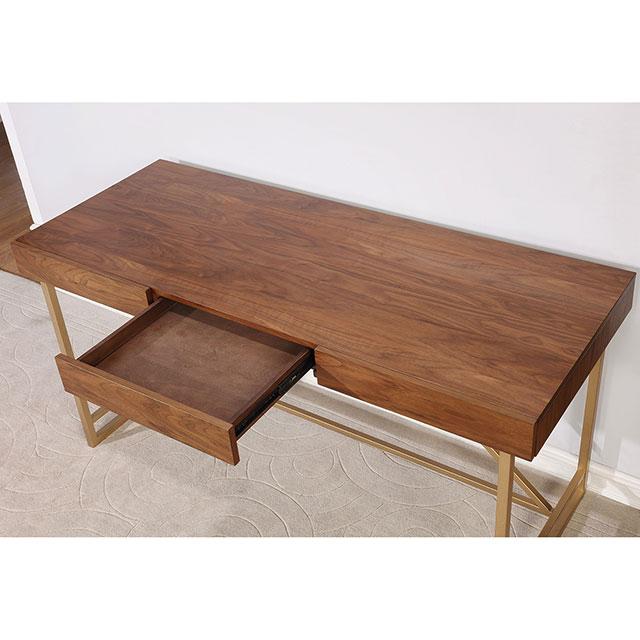 Halstein Light Walnut/Gold Desk - My Sweet Home Furniture (Queens, NY)