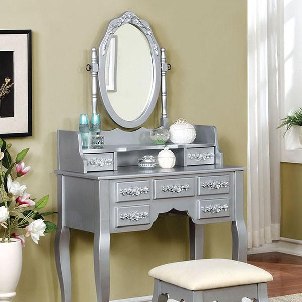 Harriet Silver Vanity w/ Stool - My Sweet Home Furniture (Queens, NY)