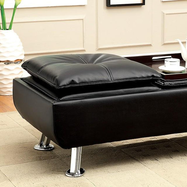 HAUSER II Black/Chrome Ottoman, Black - My Sweet Home Furniture (Queens, NY)