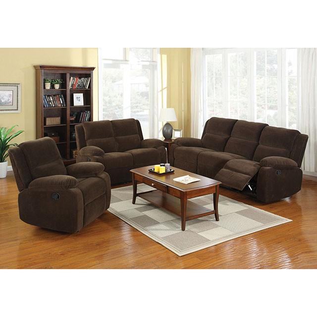 Haven Dark Brown Love Seat w/ 2 Recliners - My Sweet Home Furniture (Queens, NY)