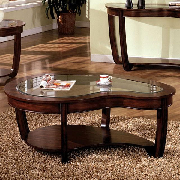 Crystal Falls Dark Cherry Coffee Table - My Sweet Home Furniture (Queens, NY)