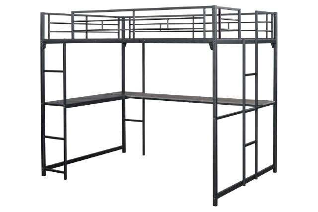 Cybill Full Loft Bed White, Silver, & Black - My Sweet Home Furniture (Queens, NY)