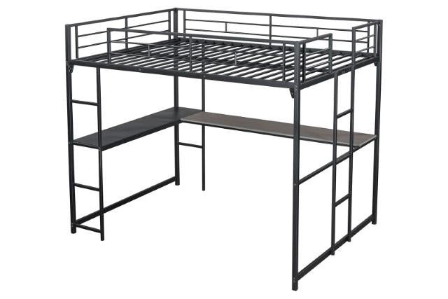 Cybill Full Loft Bed White, Silver, & Black - My Sweet Home Furniture (Queens, NY)