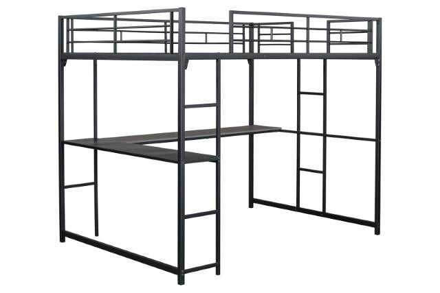 Cybill Full Loft Bed White, Silver, & Black - My Sweet Home Furniture (Queens, NY)