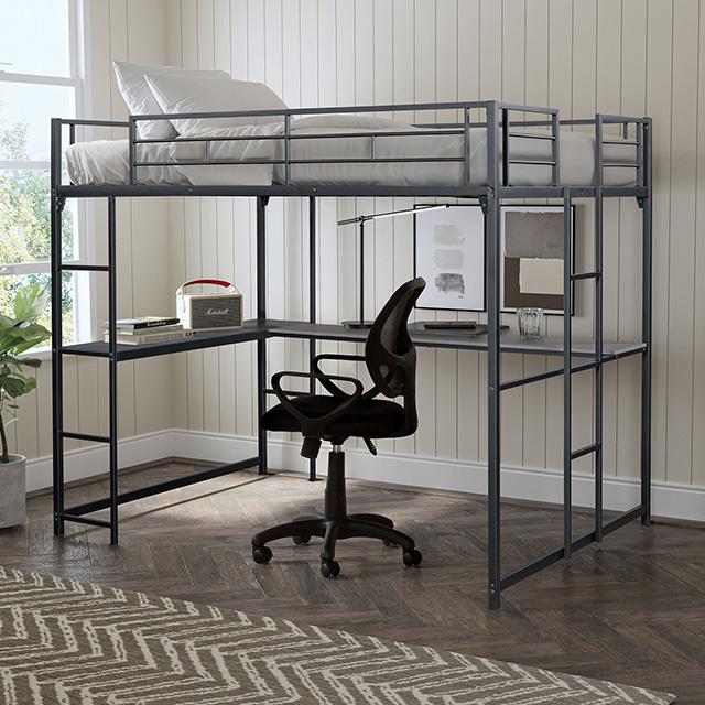 Cybill Full Loft Bed White, Silver, & Black - My Sweet Home Furniture (Queens, NY)