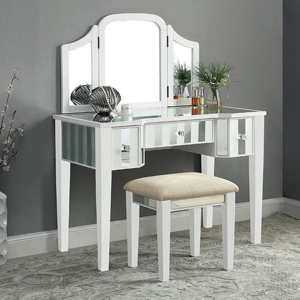 Cyndi White Vanity w/ Stool - My Sweet Home Furniture (Queens, NY)