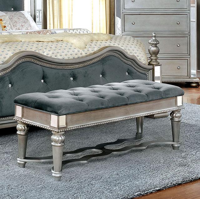 Azha Silver/Gray Bench - My Sweet Home Furniture (Queens, NY)