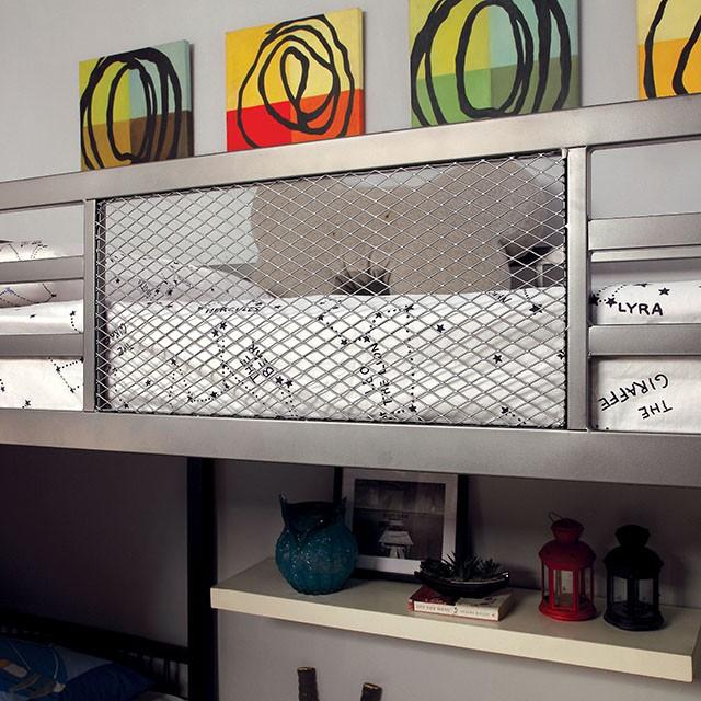 BALLARAT Silver Triple Twin Bunk Bed w/ Desk - My Sweet Home Furniture (Queens, NY)