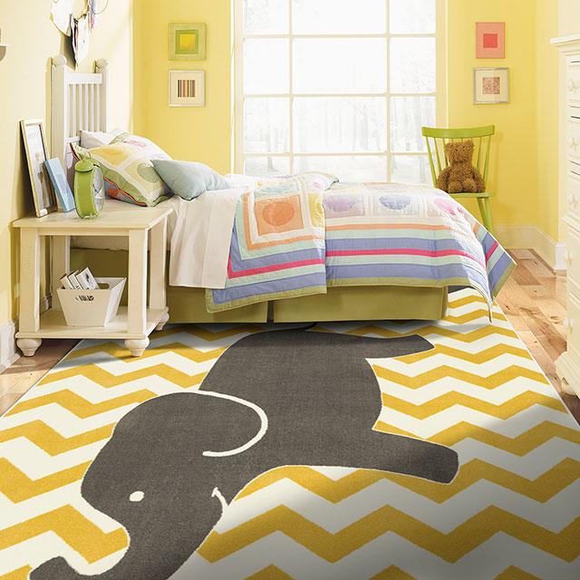 BARON 5' X 8', Area Rug, Elephant, Yellow/Gray - My Sweet Home Furniture (Queens, NY)