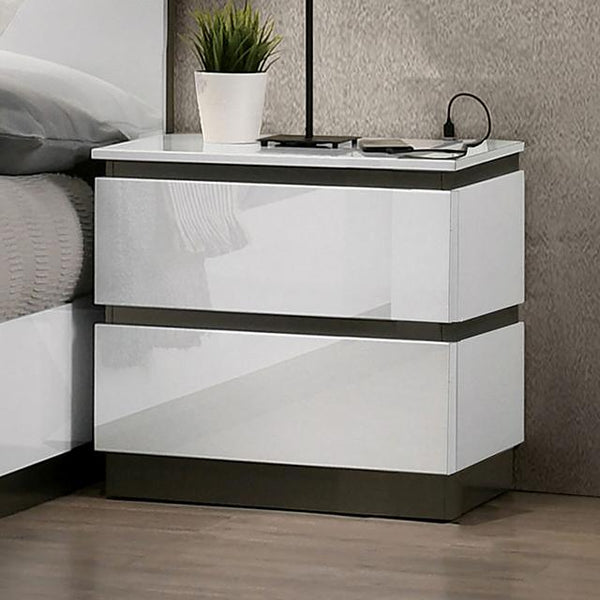 BIRSFELDEN Night Stand w/ USB, White - My Sweet Home Furniture (Queens, NY)