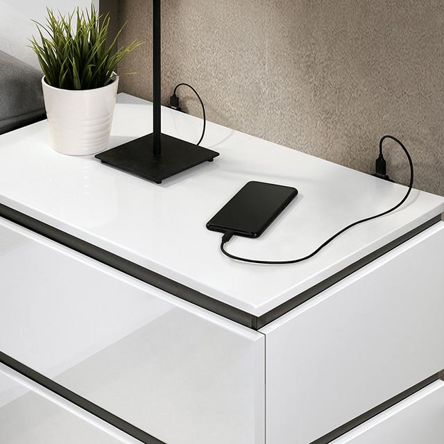 BIRSFELDEN Night Stand w/ USB, White - My Sweet Home Furniture (Queens, NY)