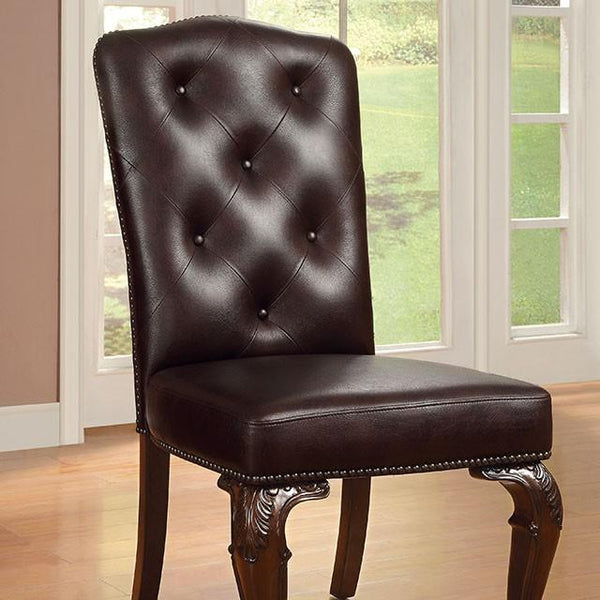Bellagio Brown Cherry/Pattern Leatherette Side Chair (2/CTN) - My Sweet Home Furniture (Queens, NY)