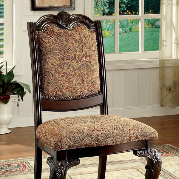 BELLAGIO Brown Cherry/Pattern Fabric Side Chair (2/CTN) - My Sweet Home Furniture (Queens, NY)