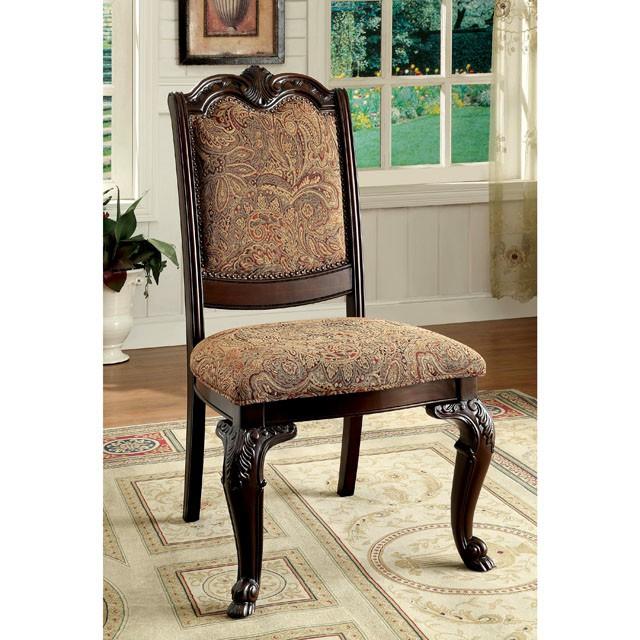 BELLAGIO Brown Cherry/Pattern Fabric Side Chair (2/CTN) - My Sweet Home Furniture (Queens, NY)