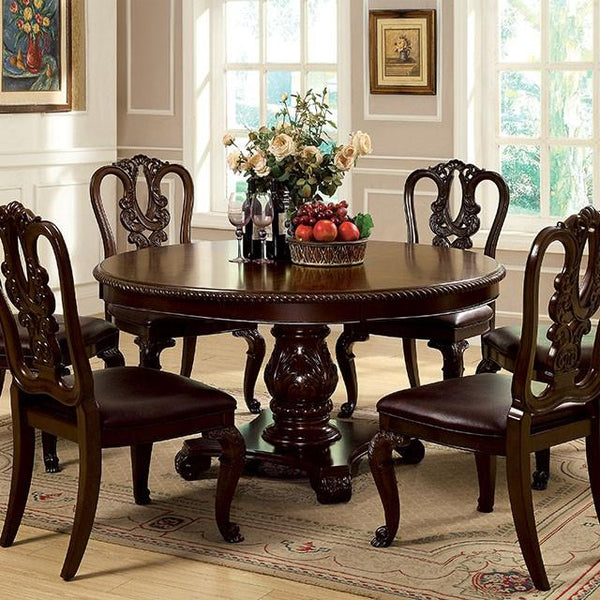 Bellagio Brown Cherry Round Dining Table - My Sweet Home Furniture (Queens, NY)