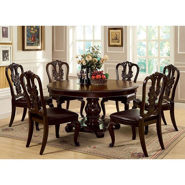 Bellagio Brown Cherry Round Dining Table - My Sweet Home Furniture (Queens, NY)