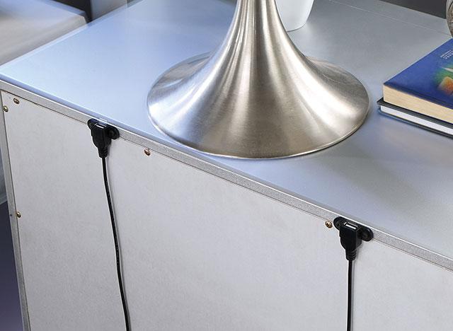 BELLADONNA Night Stand w/ LED & USB, Silver - My Sweet Home Furniture (Queens, NY)