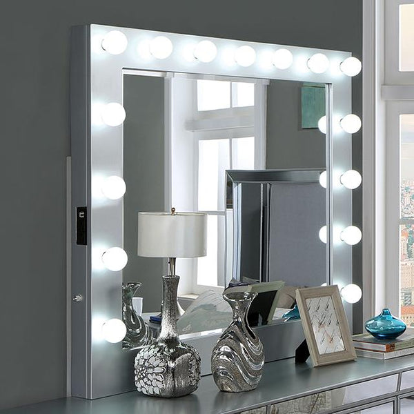 BELLADONNA Mirror w/ USB, Power, Light, Silver - My Sweet Home Furniture (Queens, NY)