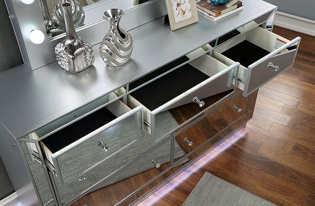 BELLADONNA Dresser w/ LED, Silver - My Sweet Home Furniture (Queens, NY)