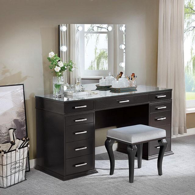 Valentina Vanity Set White & Dark Gray - My Sweet Home Furniture (Queens, NY)