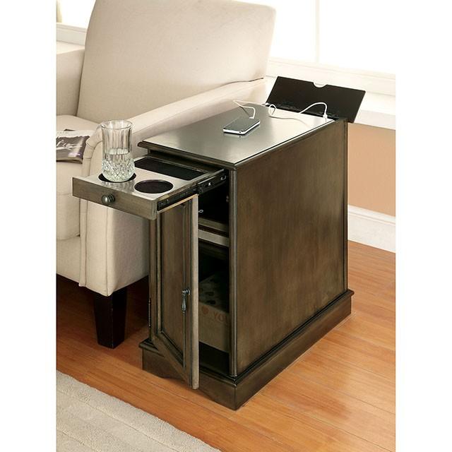 LILITH I Gray Side Table w/ USB - My Sweet Home Furniture (Queens, NY)