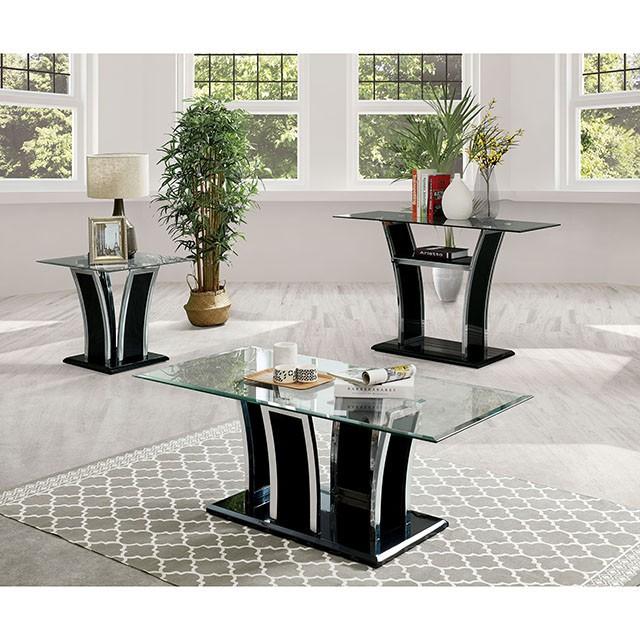 Staten Glossy Black/Chrome Coffee Table - My Sweet Home Furniture (Queens, NY)