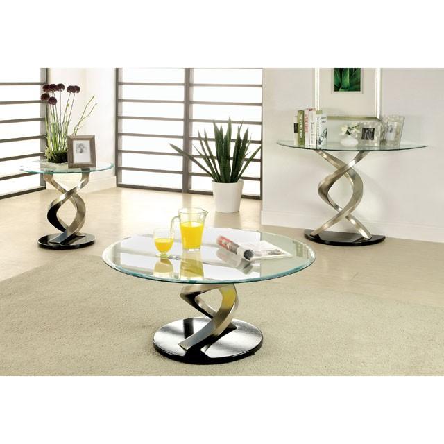 NOVA Satin Plated/Black Sofa Table - My Sweet Home Furniture (Queens, NY)