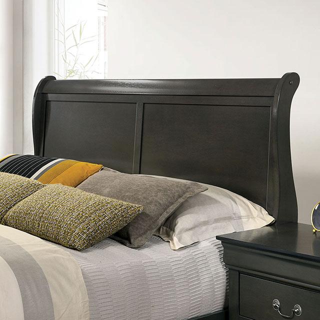 Louis Philippe E.King Bed Black, Cherry, & Gray - My Sweet Home Furniture (Queens, NY)