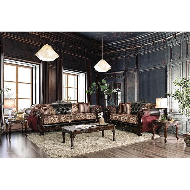 Quirino Burgundy/Dark Brown Sofa - My Sweet Home Furniture (Queens, NY)