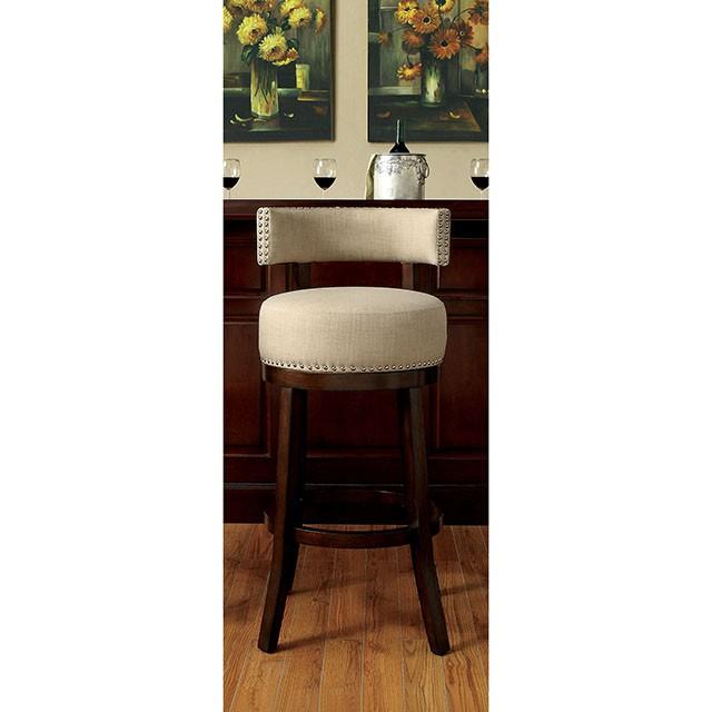 LYNSEY Dark Oak/Beige 29" Bar Stool - My Sweet Home Furniture (Queens, NY)