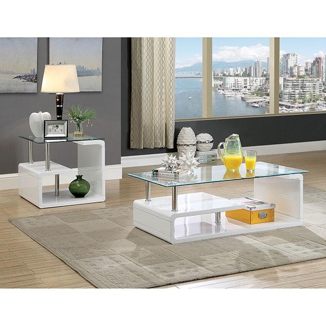 Torkel White/Chrome End Table - My Sweet Home Furniture (Queens, NY)