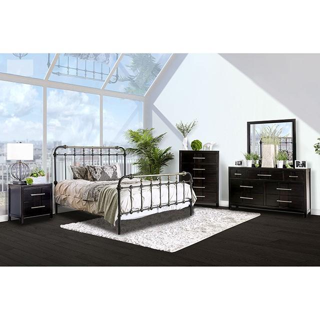RIANA Antique Black Metal Full Bed - My Sweet Home Furniture (Queens, NY)